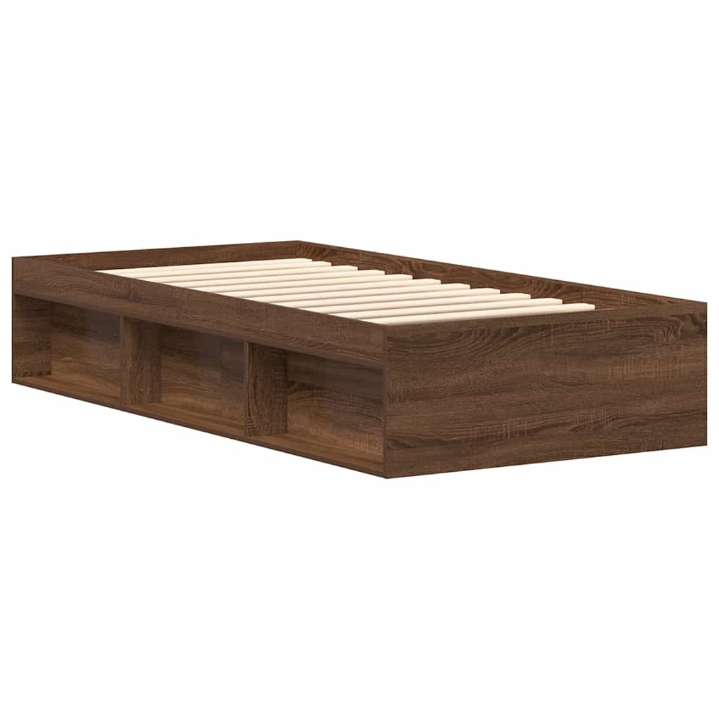 Bed Frame without Mattress Brown Oak 100x200 cm