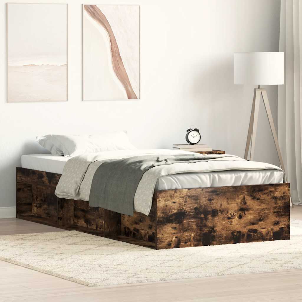Bed Frame without Mattress Smoked Oak 90x190 cm Single