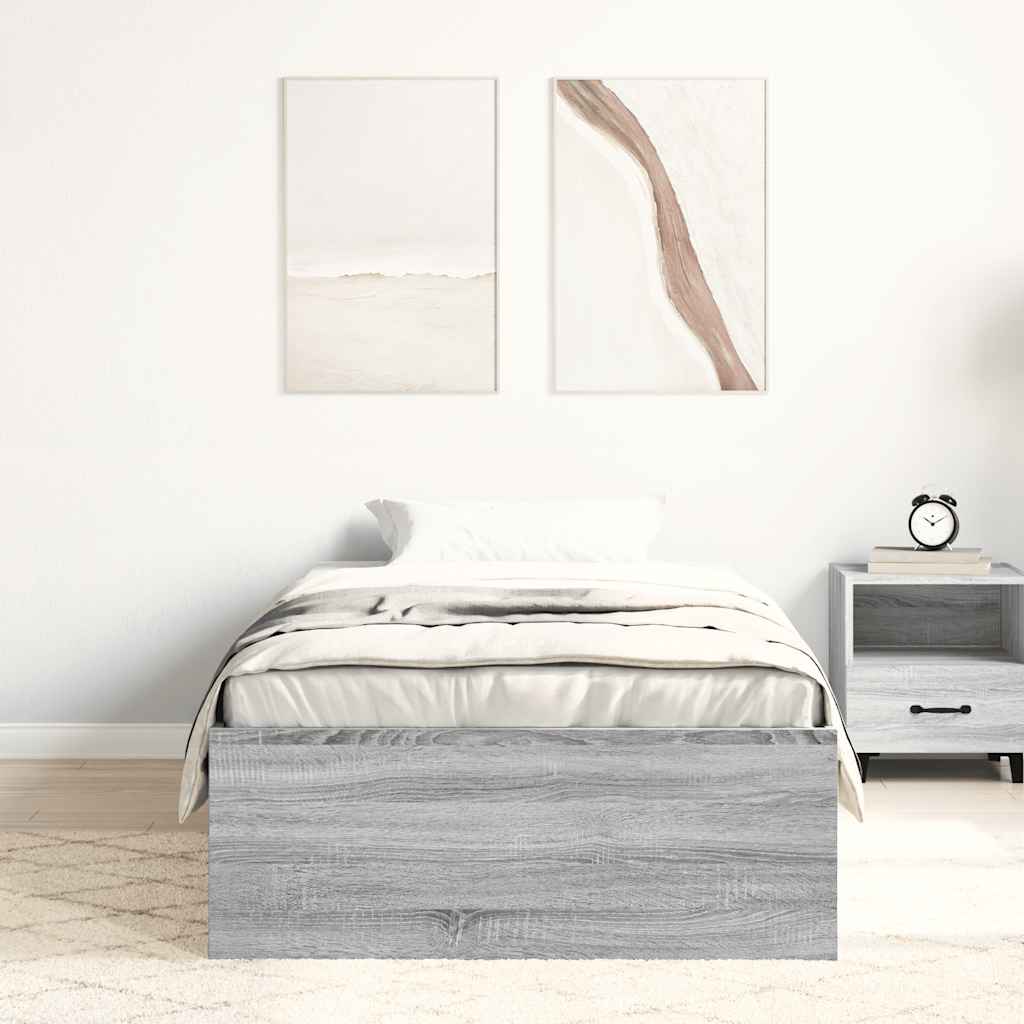 Bed Frame without Mattress Grey Sonoma 90x190 cm Single
