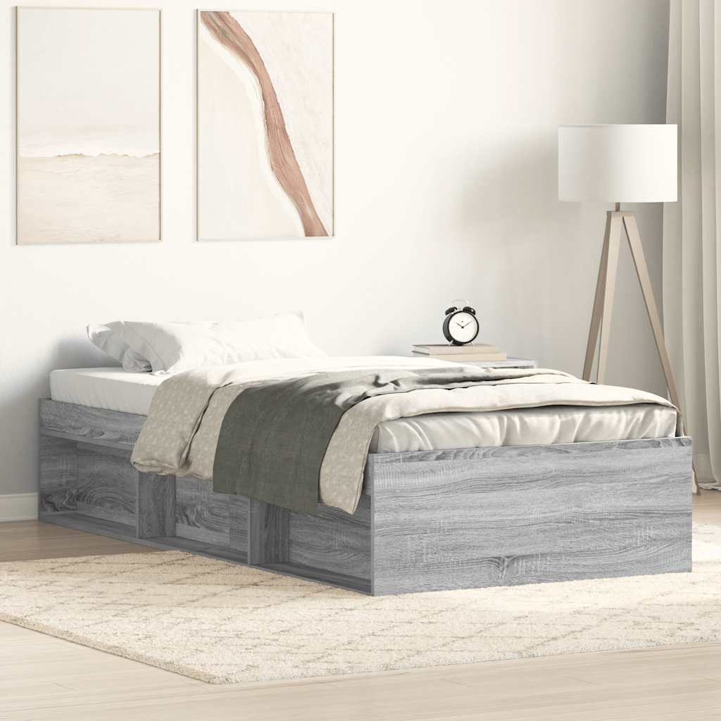 Bed Frame without Mattress Grey Sonoma 90x190 cm Single