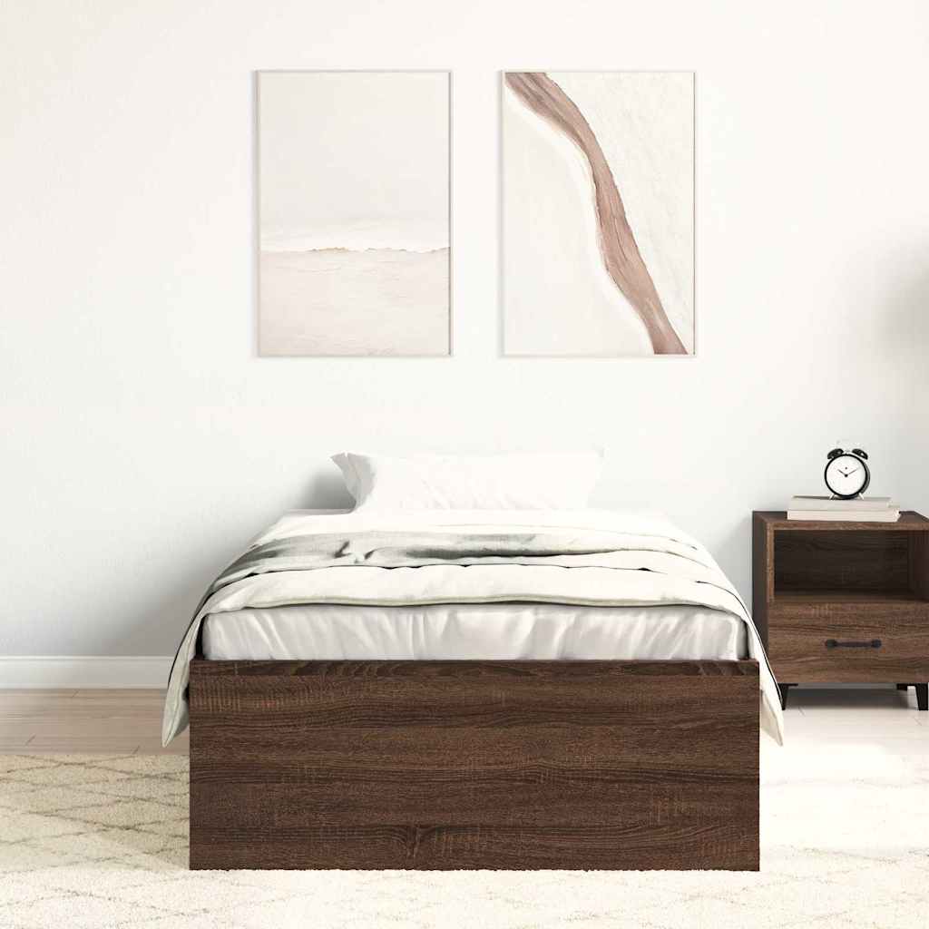 Bed Frame without Mattress Brown Oak 90x190 cm Single