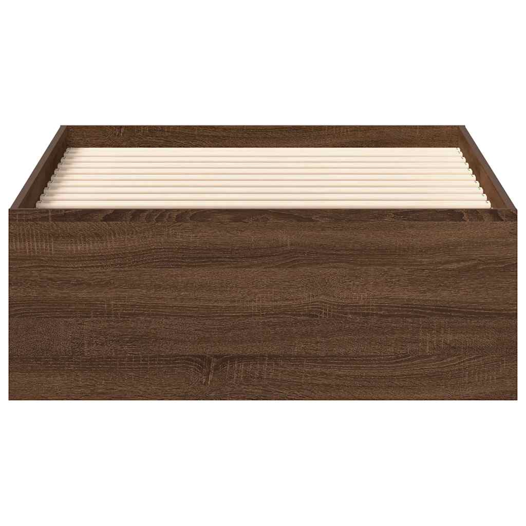 Bed Frame without Mattress Brown Oak 90x190 cm Single