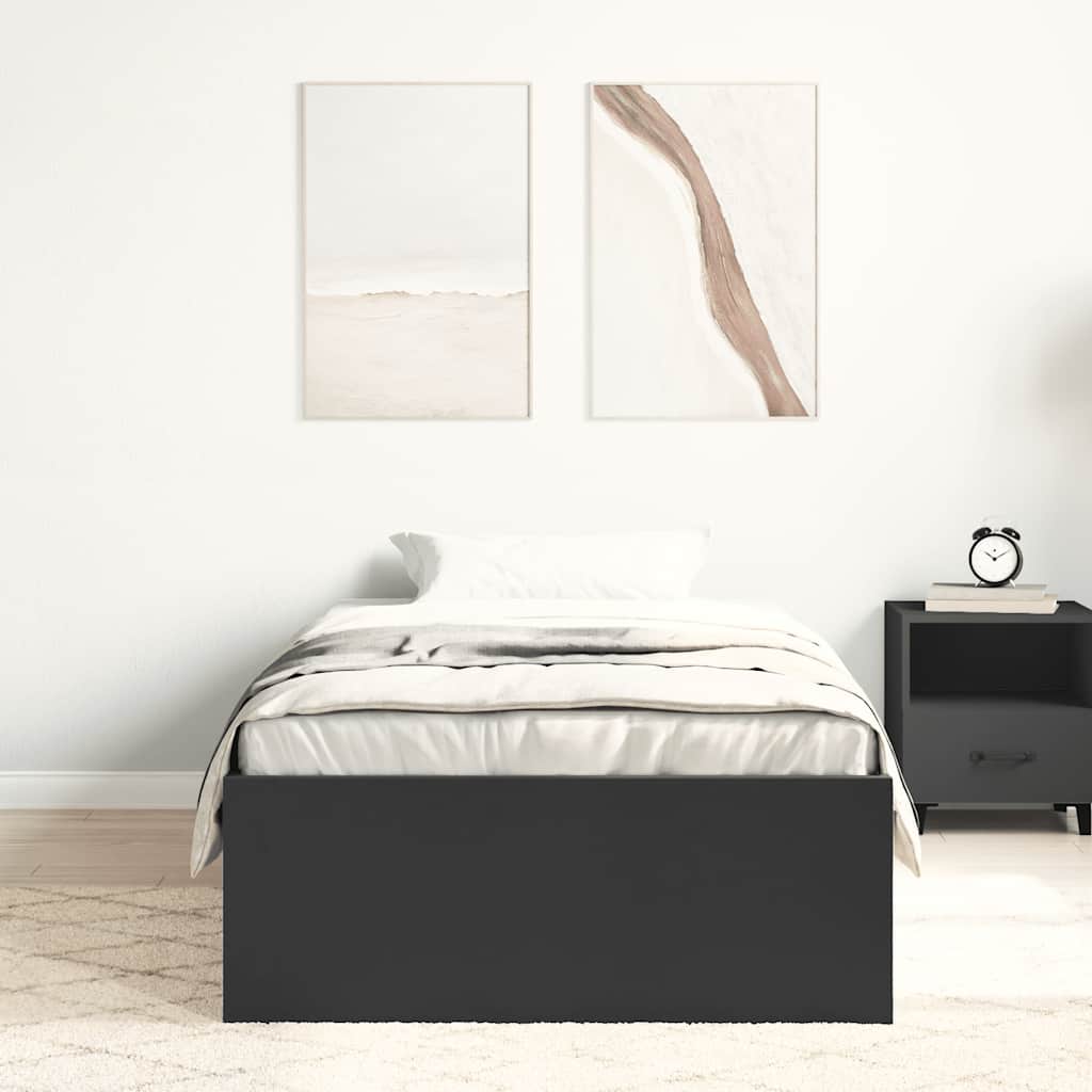 Bed Frame without Mattress Black 75x190 cm Small Single Small Single