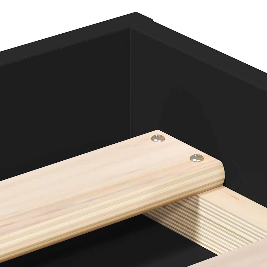 Bed Frame without Mattress Black 75x190 cm Small Single Small Single