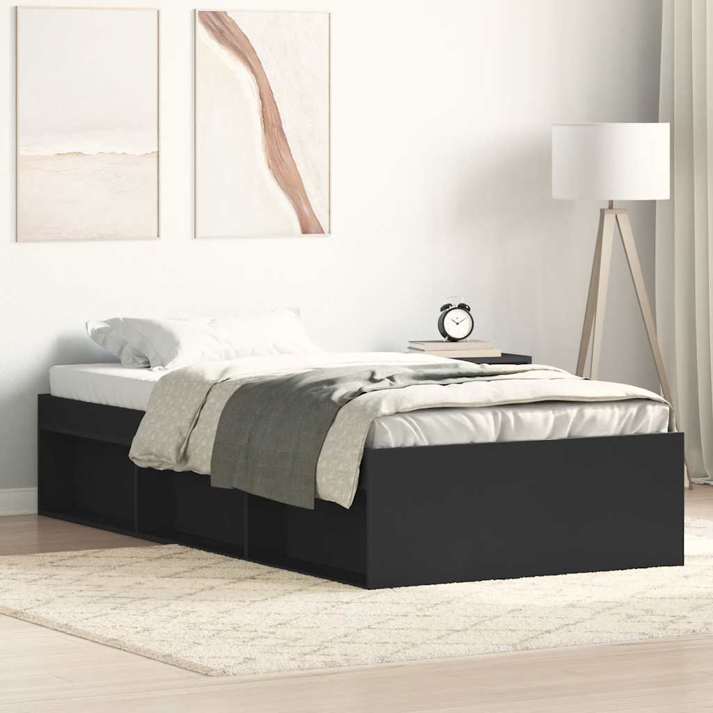 Bed Frame without Mattress Black 75x190 cm Small Single Small Single