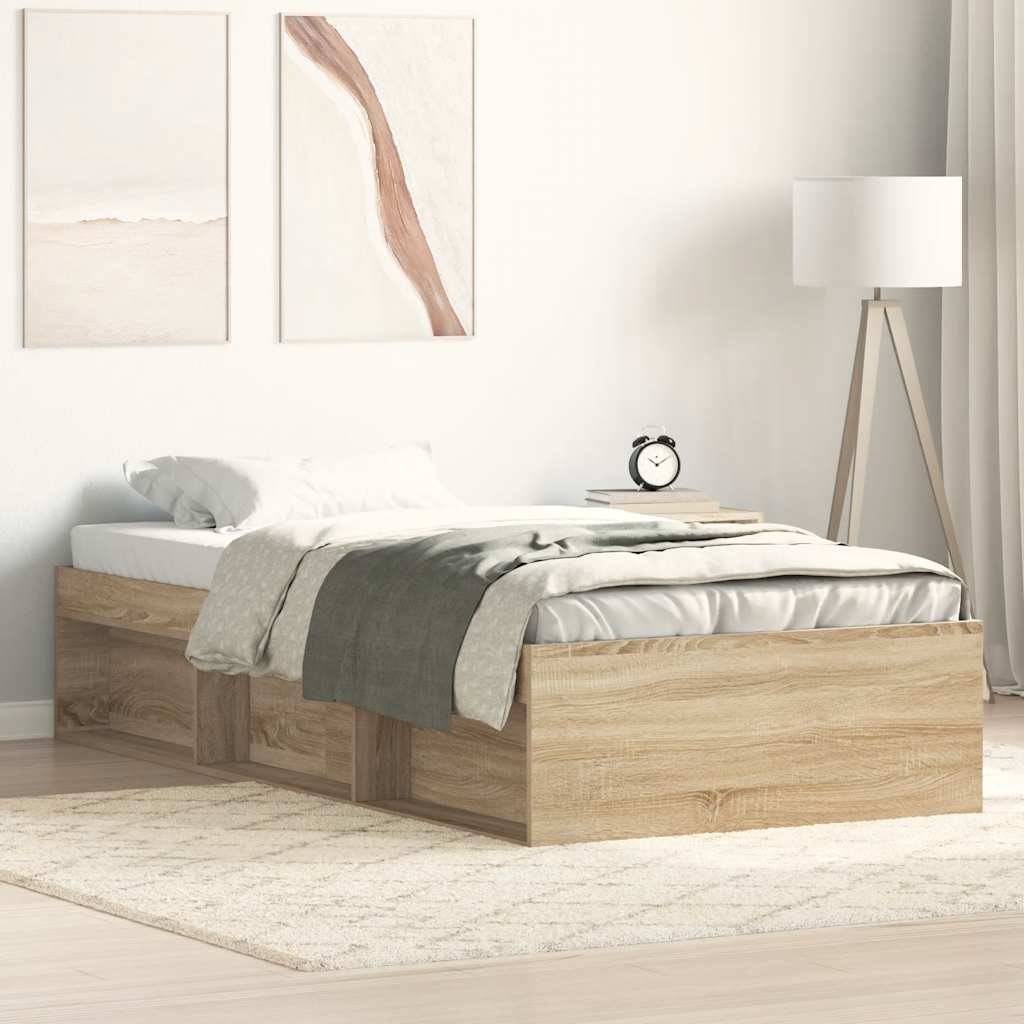 Bed Frame without Mattress Sonoma Oak 75x190 cm Small Single Small Single