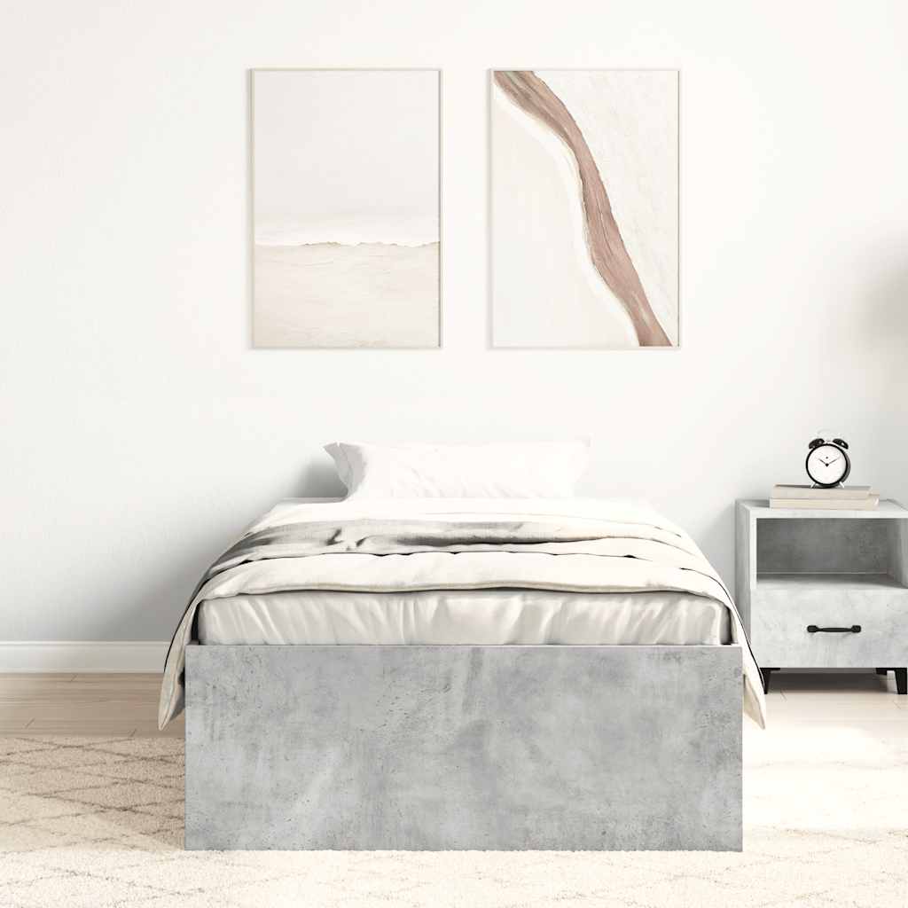 Bed Frame without Mattress Concrete Grey 75x190 cm Small Single Small Single