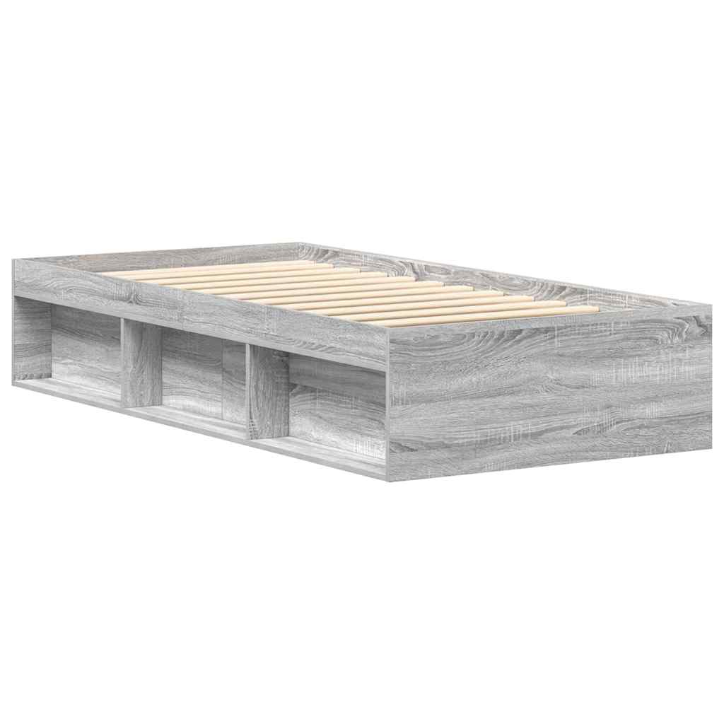 Bed Frame without Mattress Grey Sonoma 75x190 cm Small Single Small Single