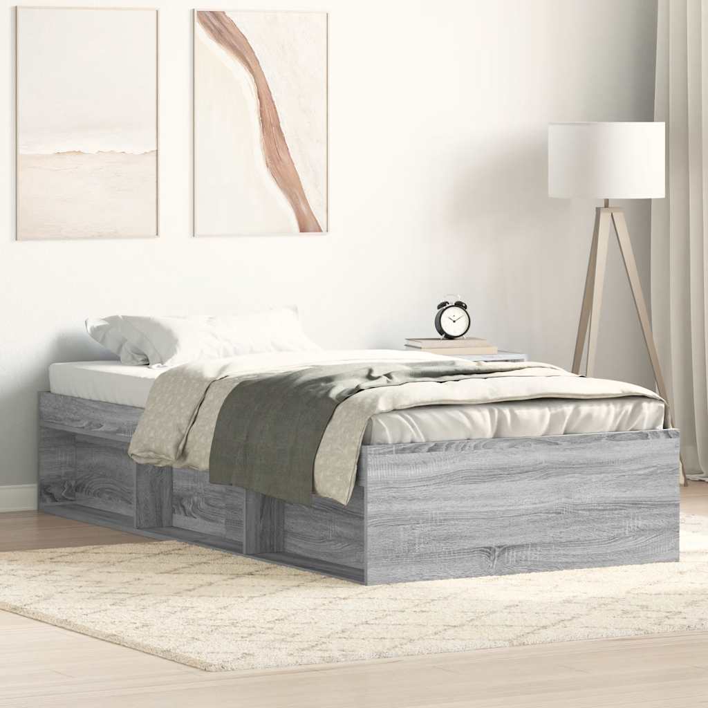 Bed Frame without Mattress Grey Sonoma 75x190 cm Small Single Small Single