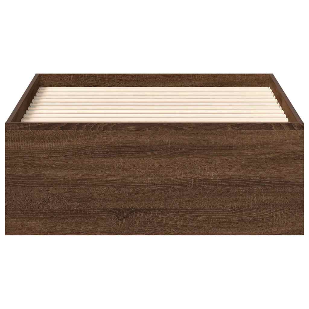 Bed Frame without Mattress Brown Oak 75x190 cm Small Single Small Single