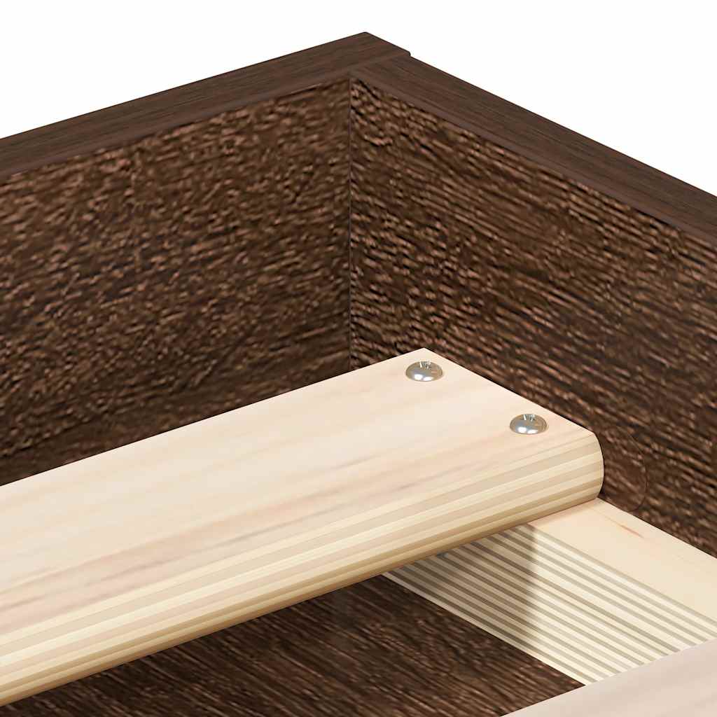 Bed Frame without Mattress Brown Oak 75x190 cm Small Single Small Single