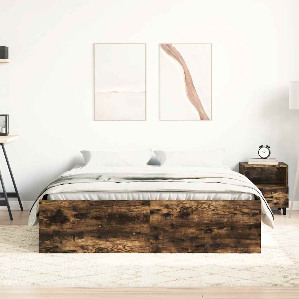 Bed Frame without Mattress Smoked Oak 120x200 cm