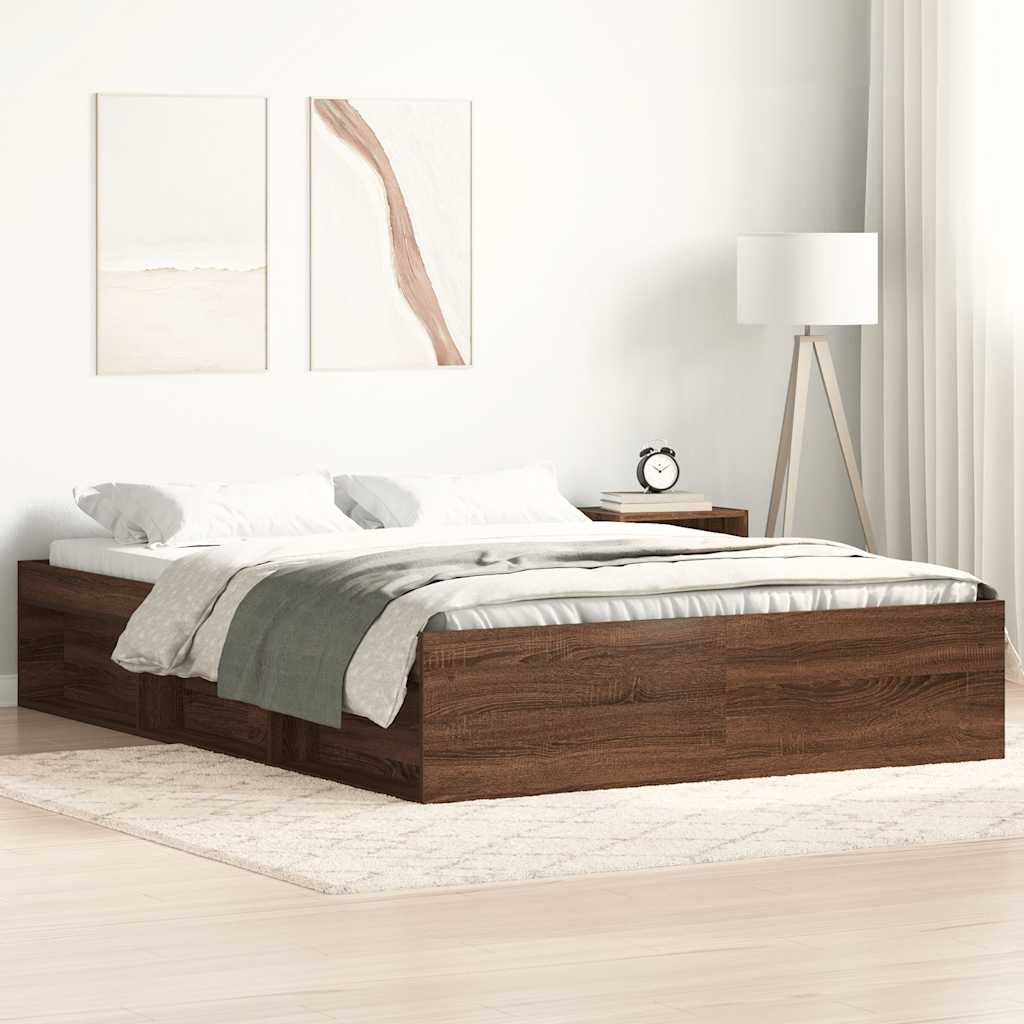 Bed Frame without Mattress Brown Oak 120x200 cm
