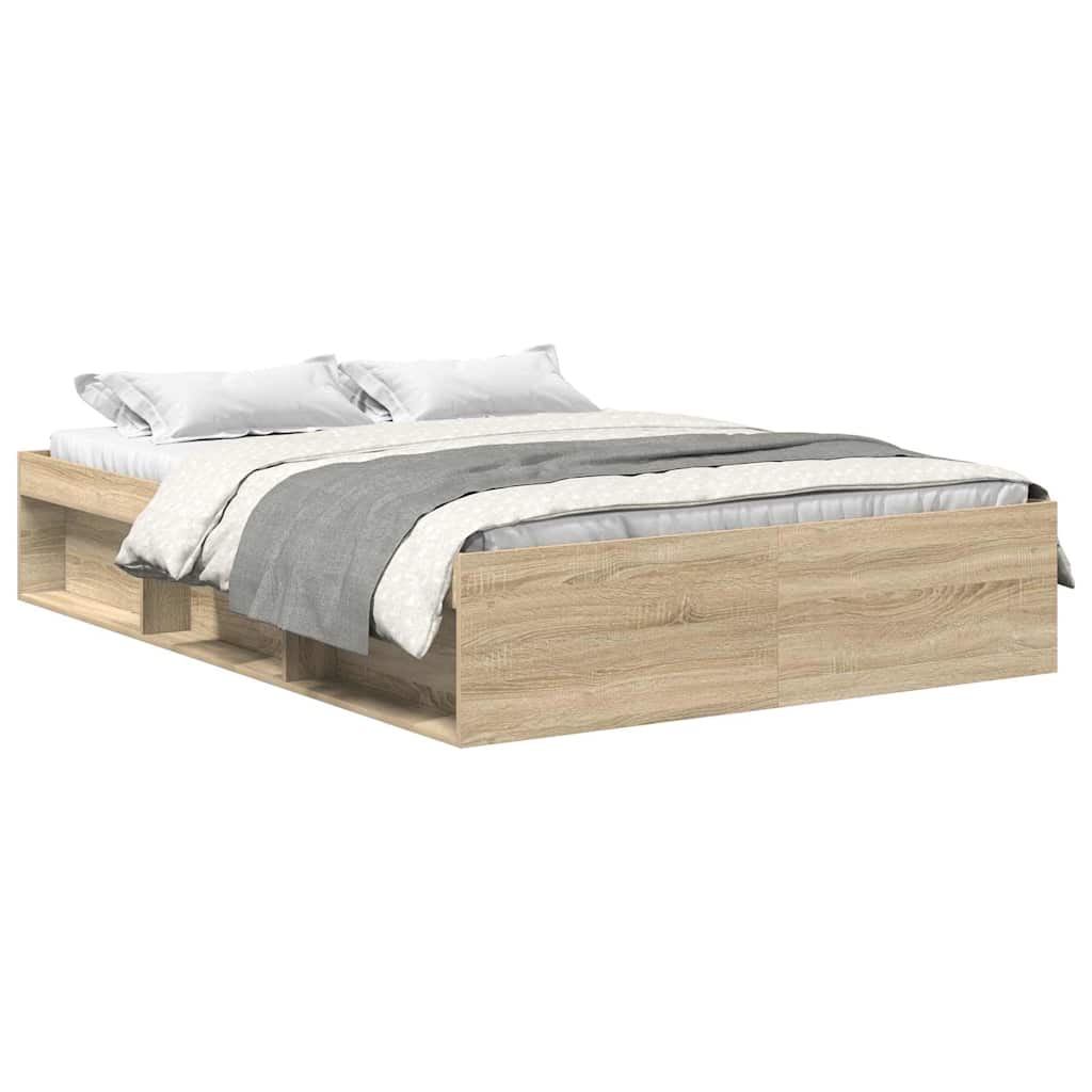 Bed Frame without Mattress Sonoma Oak 140x200 cm