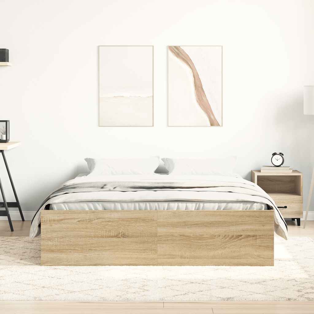 Bed Frame without Mattress Sonoma Oak 140x200 cm