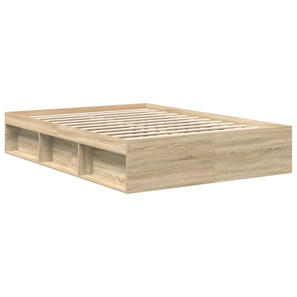 Bed Frame without Mattress Sonoma Oak 140x200 cm
