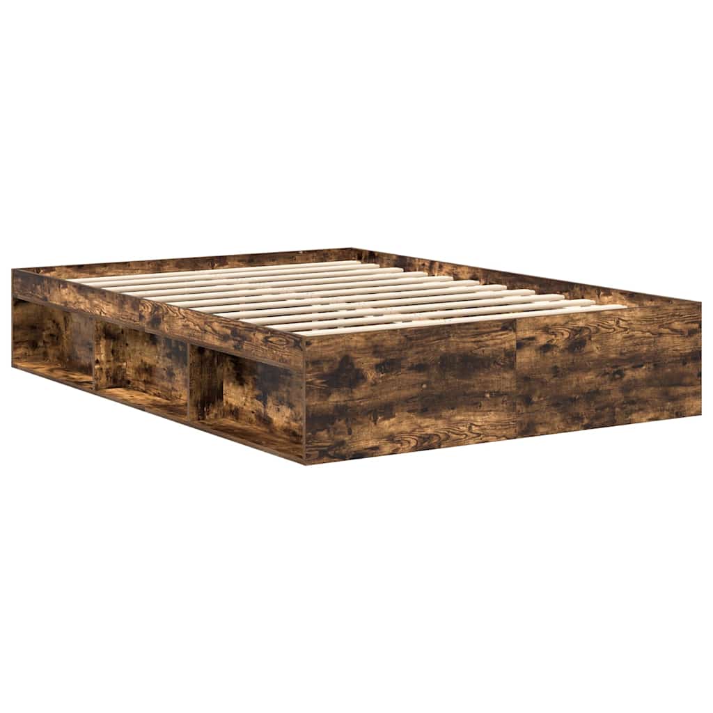 Bed Frame without Mattress Smoked Oak 140x200 cm