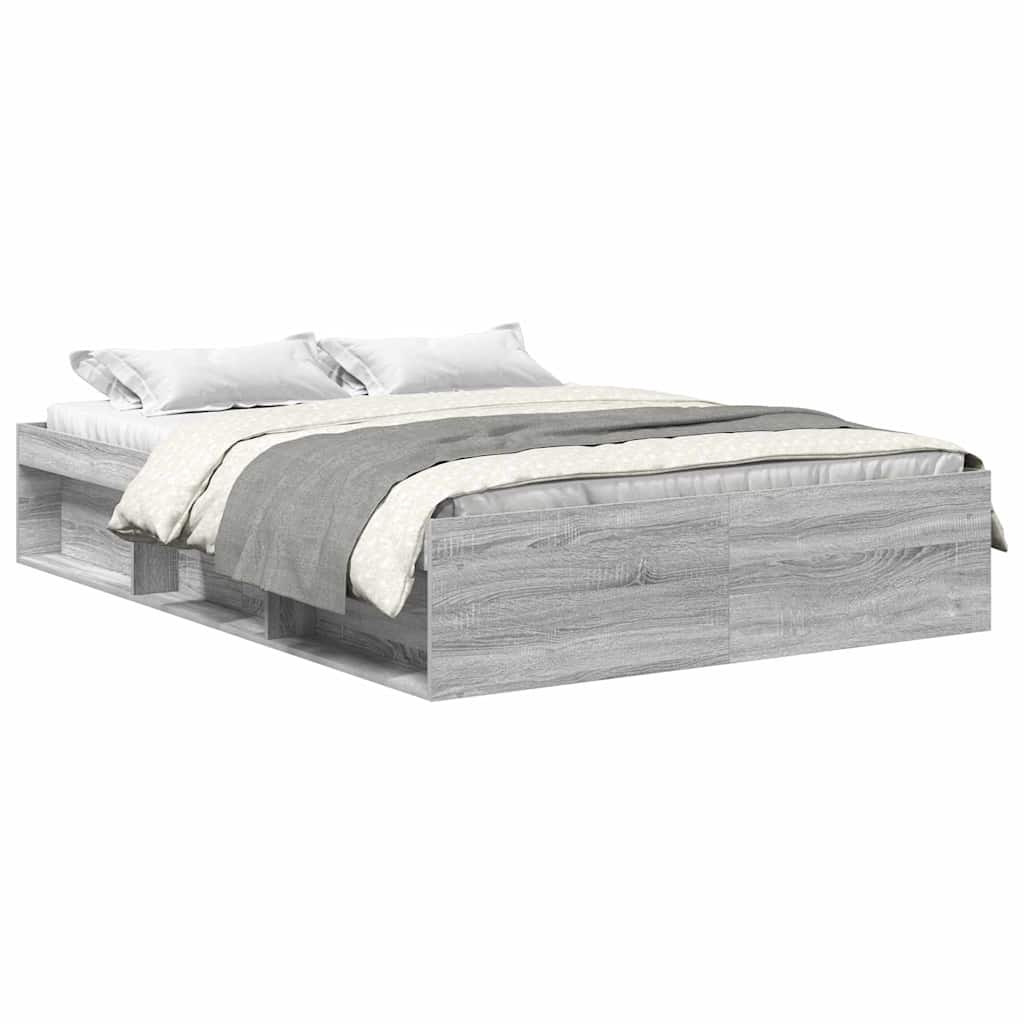Bed Frame without Mattress Grey Sonoma 140x200 cm