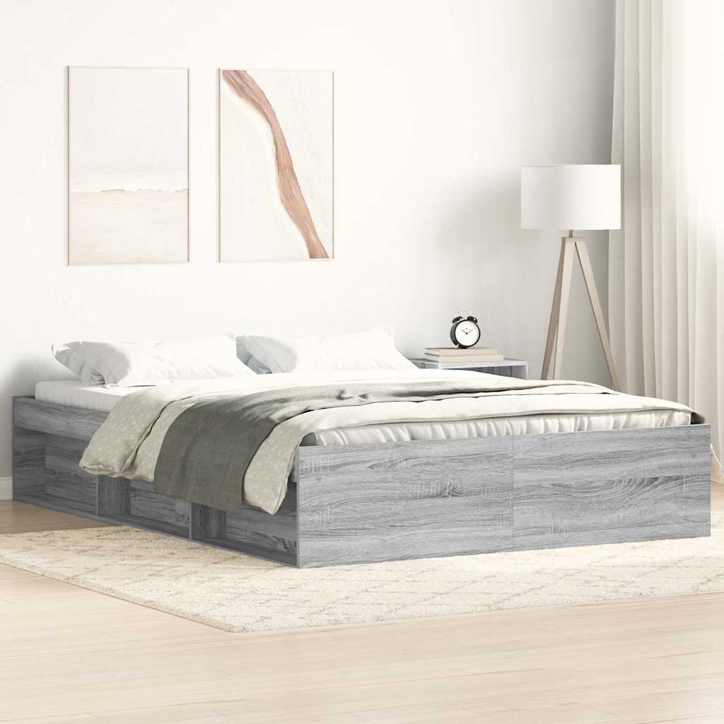 Bed Frame without Mattress Grey Sonoma 140x200 cm
