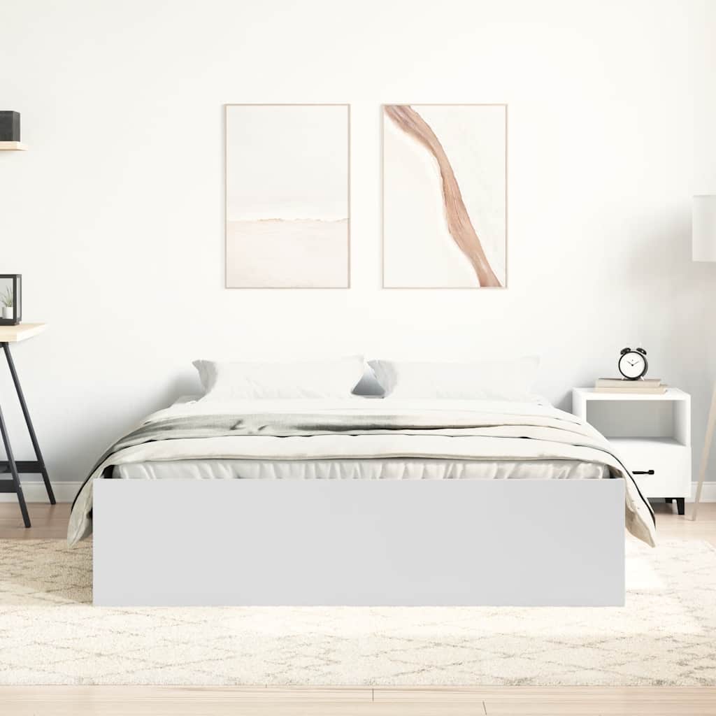 Bed Frame without Mattress White 150x200 cm King Size King Size