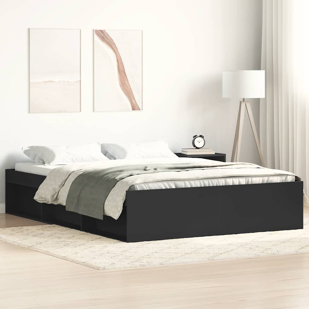 Bed Frame without Mattress Black 150x200 cm King Size King Size