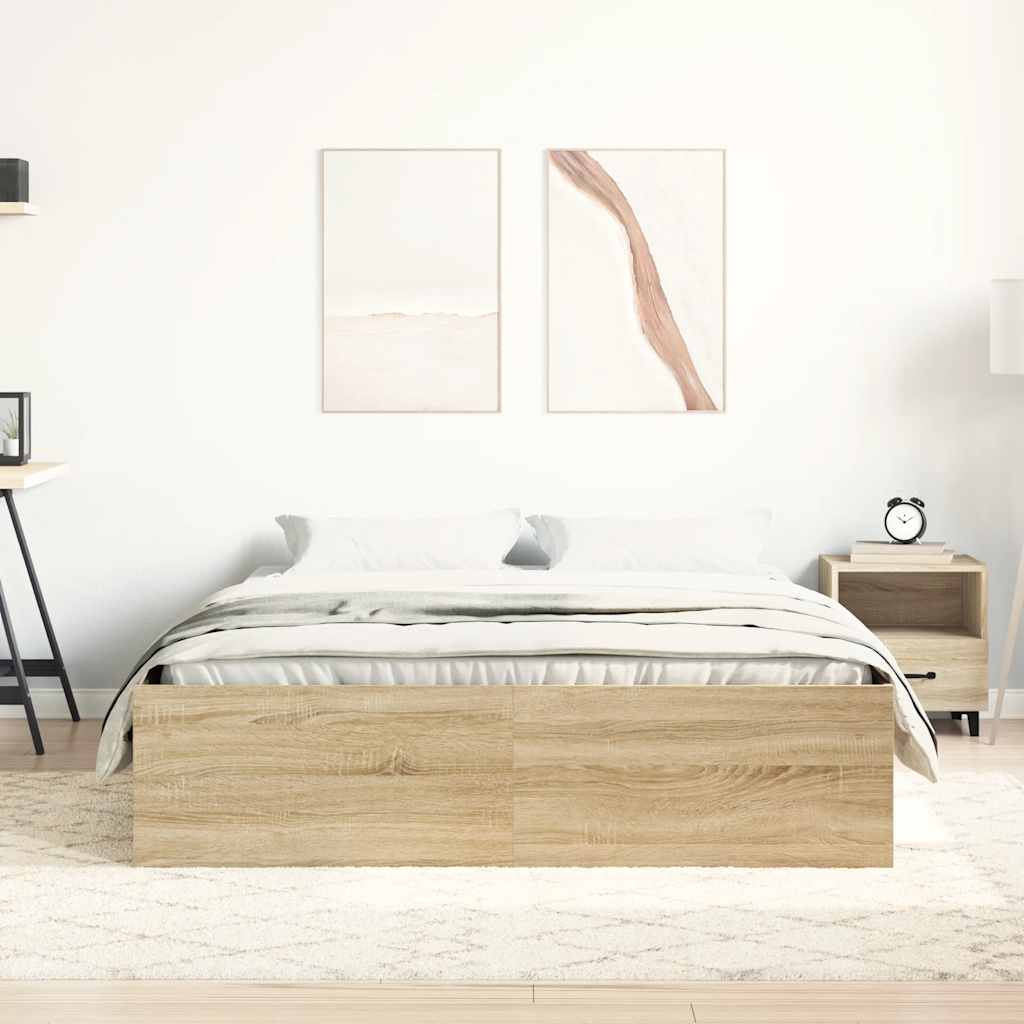 Bed Frame without Mattress Sonoma Oak 150x200 cm King Size King Size