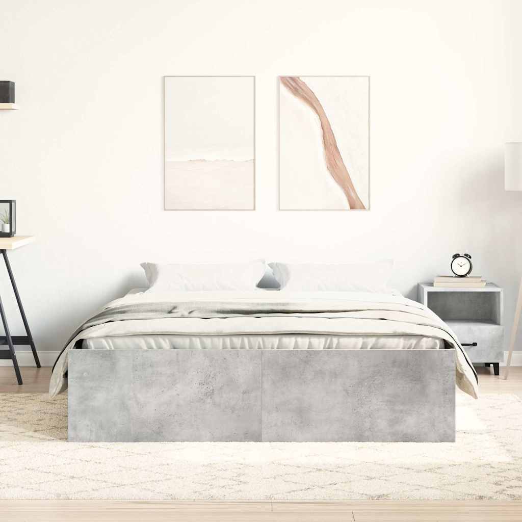 Bed Frame without Mattress Concrete Grey 150x200 cm King Size King Size