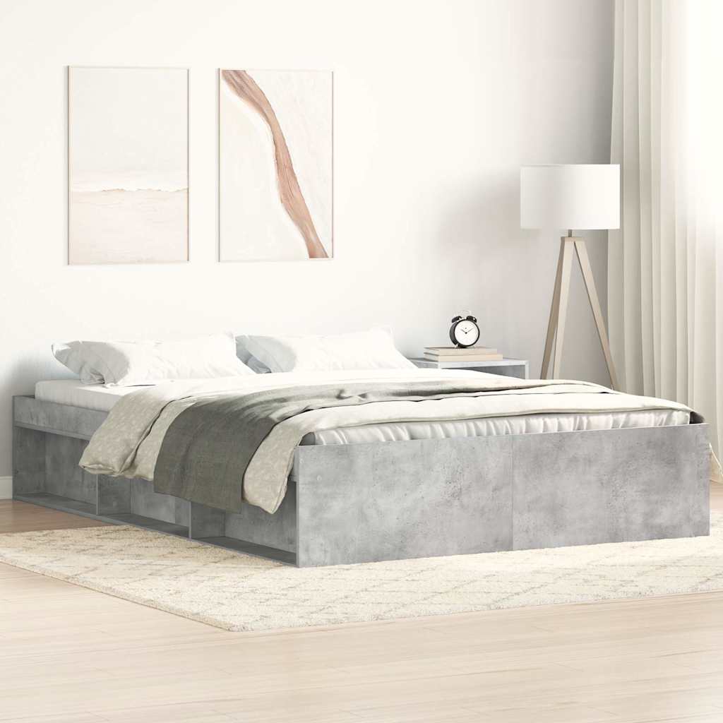 Bed Frame without Mattress Concrete Grey 150x200 cm King Size King Size