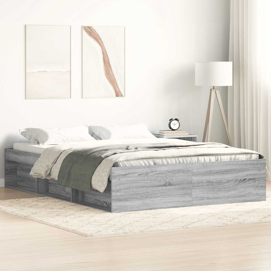 Bed Frame without Mattress Grey Sonoma 150x200 cm King Size King Size