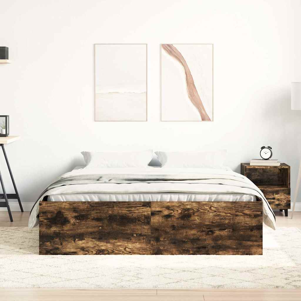 Bed Frame without Mattress Smoked Oak 160x200 cm