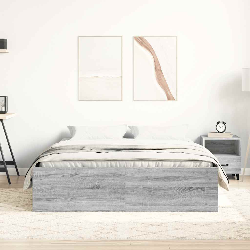 Bed Frame without Mattress Grey Sonoma 160x200 cm
