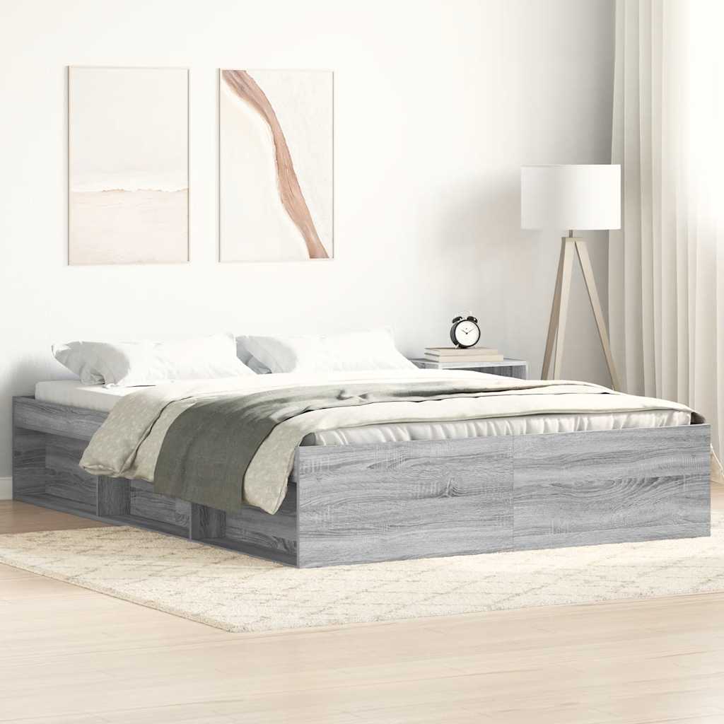 Bed Frame without Mattress Grey Sonoma 160x200 cm
