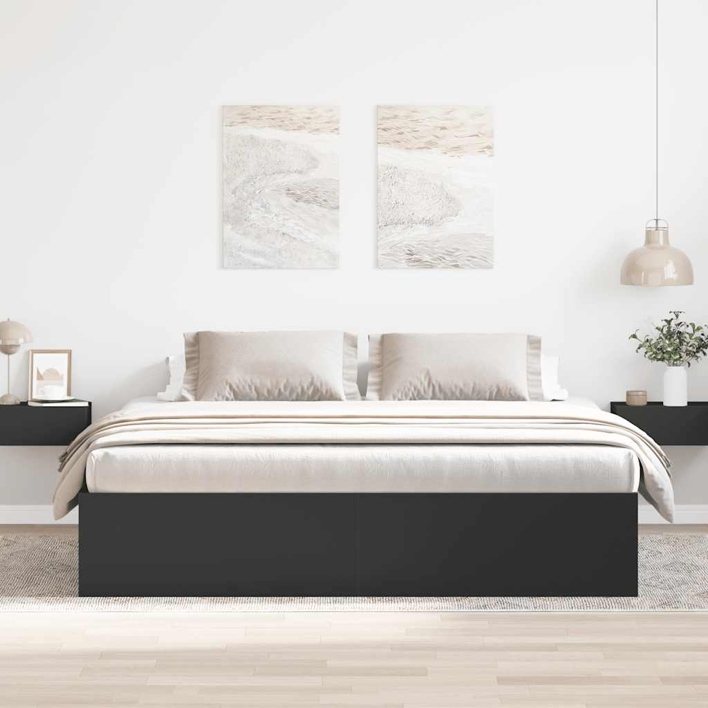 Bed Frame without Mattress Black 180x200 cm Super King Super King Size