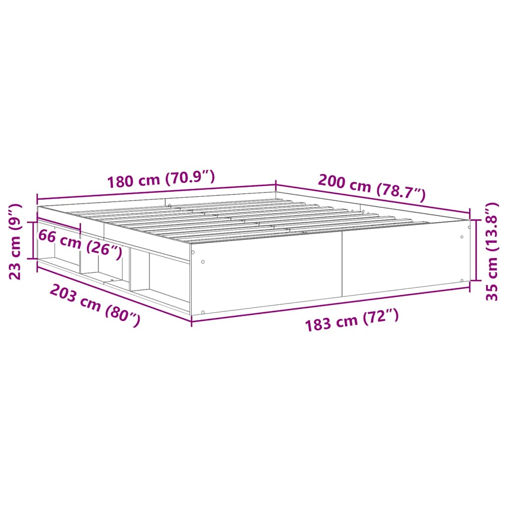 Bed Frame without Mattress Black 180x200 cm Super King Super King Size