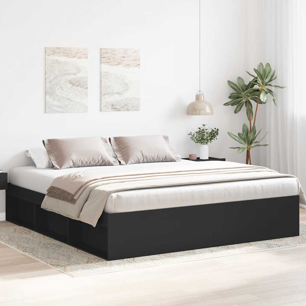 Bed Frame without Mattress Black 180x200 cm Super King Super King Size