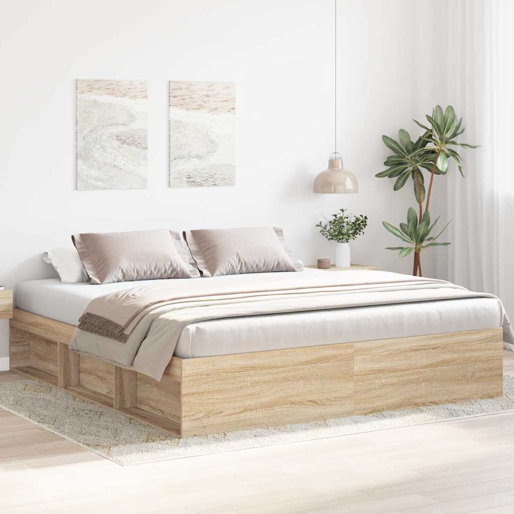Bed Frame without Mattress Sonoma Oak 180x200 cm Super King Super King Size