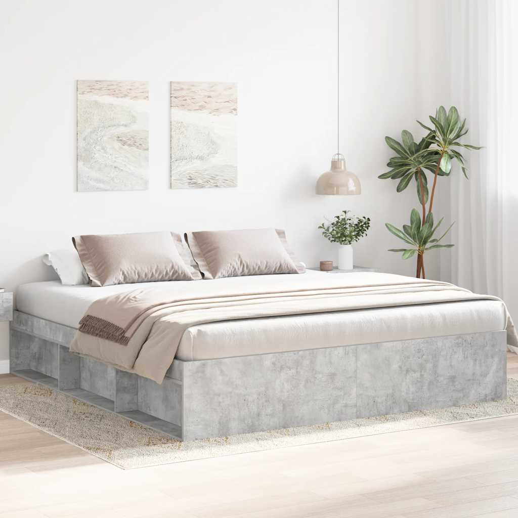 Bed Frame without Mattress Concrete Grey 180x200 cm Super King Super King Size