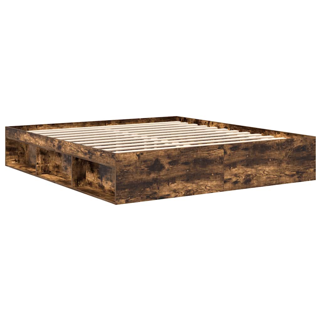 Bed Frame without Mattress Smoked Oak 180x200 cm Super King Super King Size