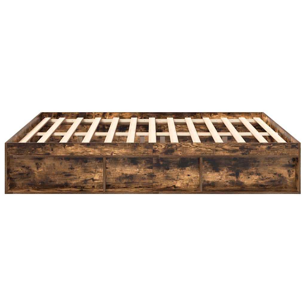 Bed Frame without Mattress Smoked Oak 180x200 cm Super King Super King Size