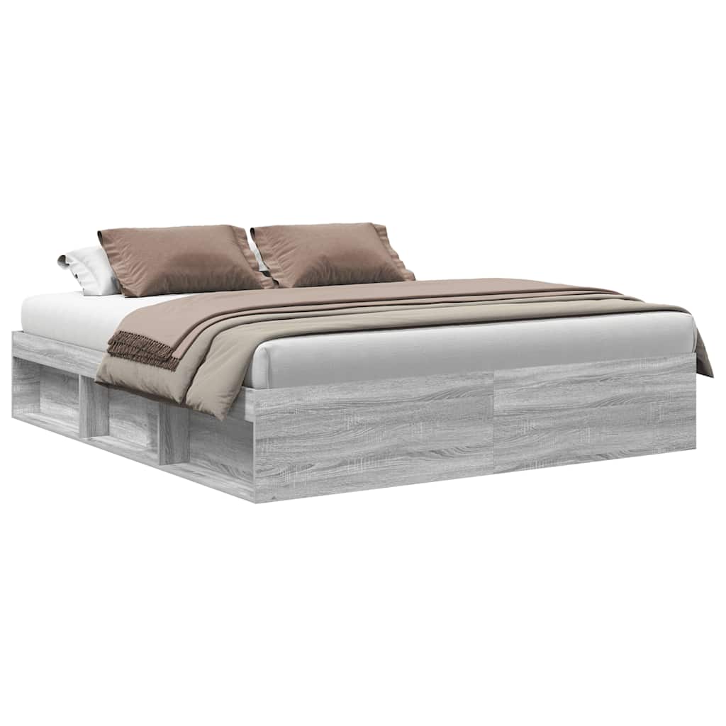 Bed Frame without Mattress Grey Sonoma 180x200 cm Super King Super King Size