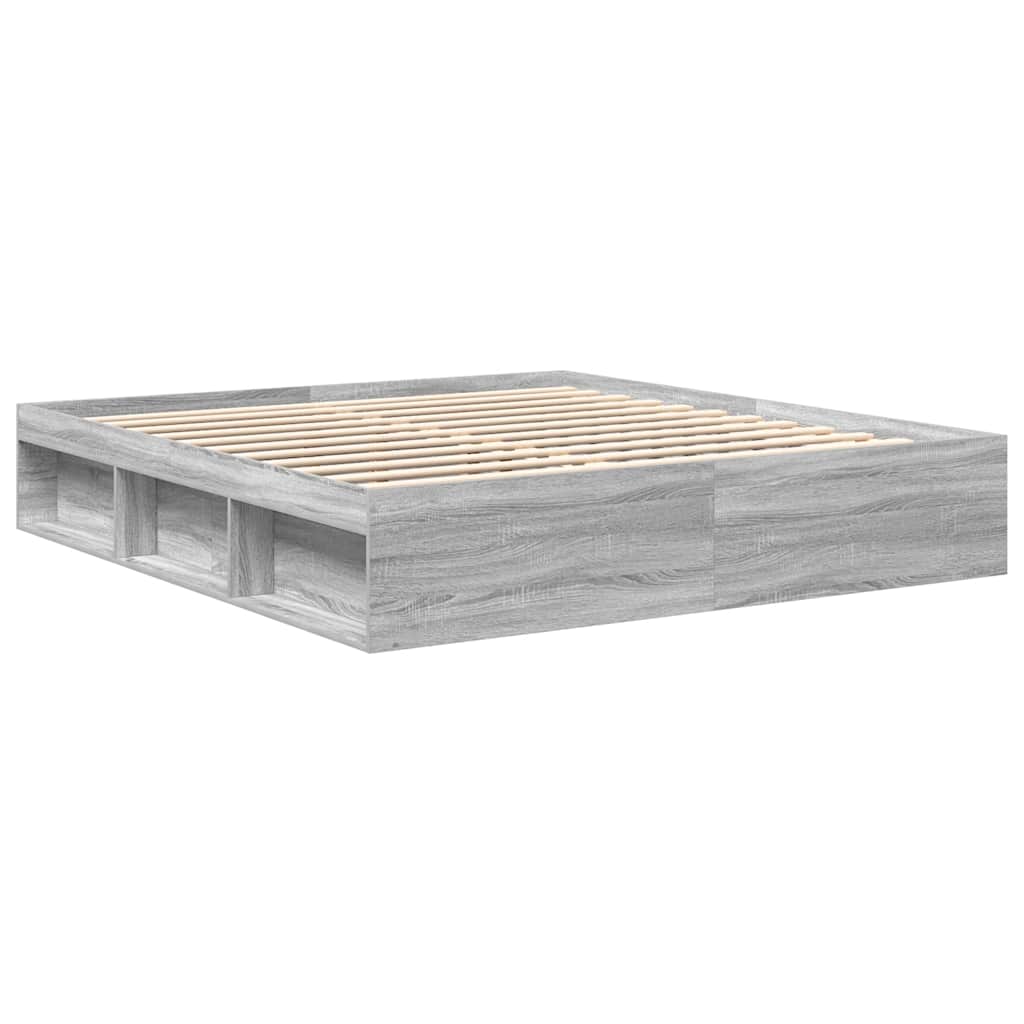 Bed Frame without Mattress Grey Sonoma 180x200 cm Super King Super King Size