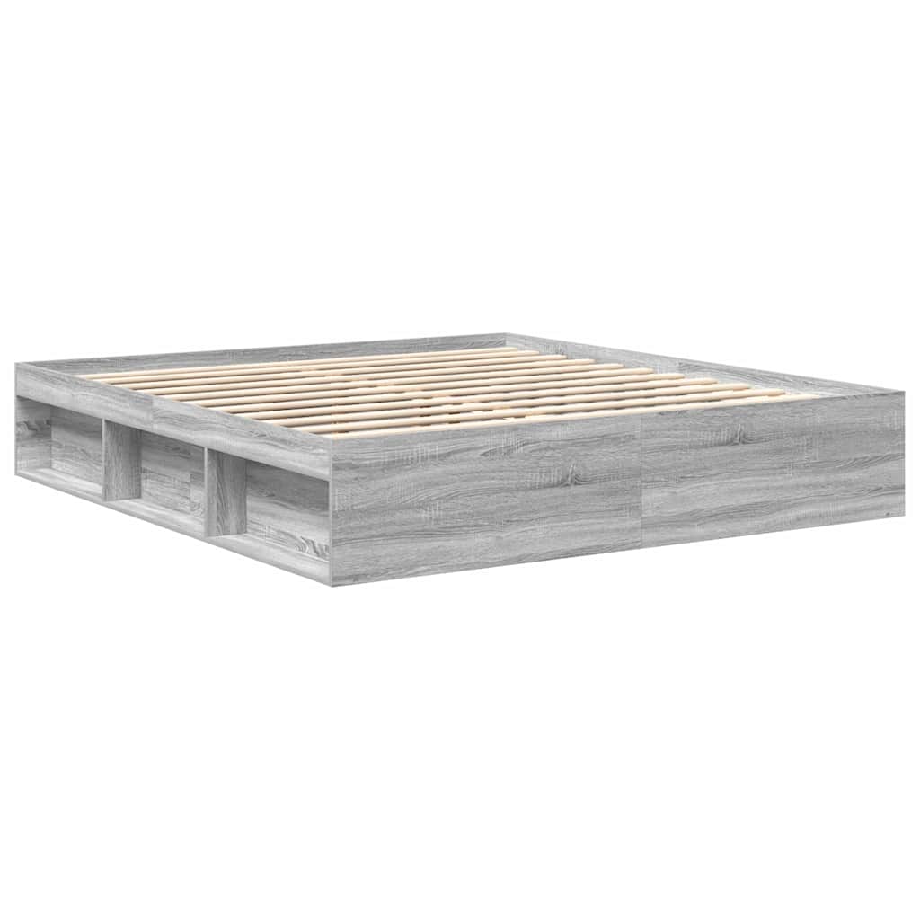 Bed Frame without Mattress Grey Sonoma 180x200 cm Super King Super King Size