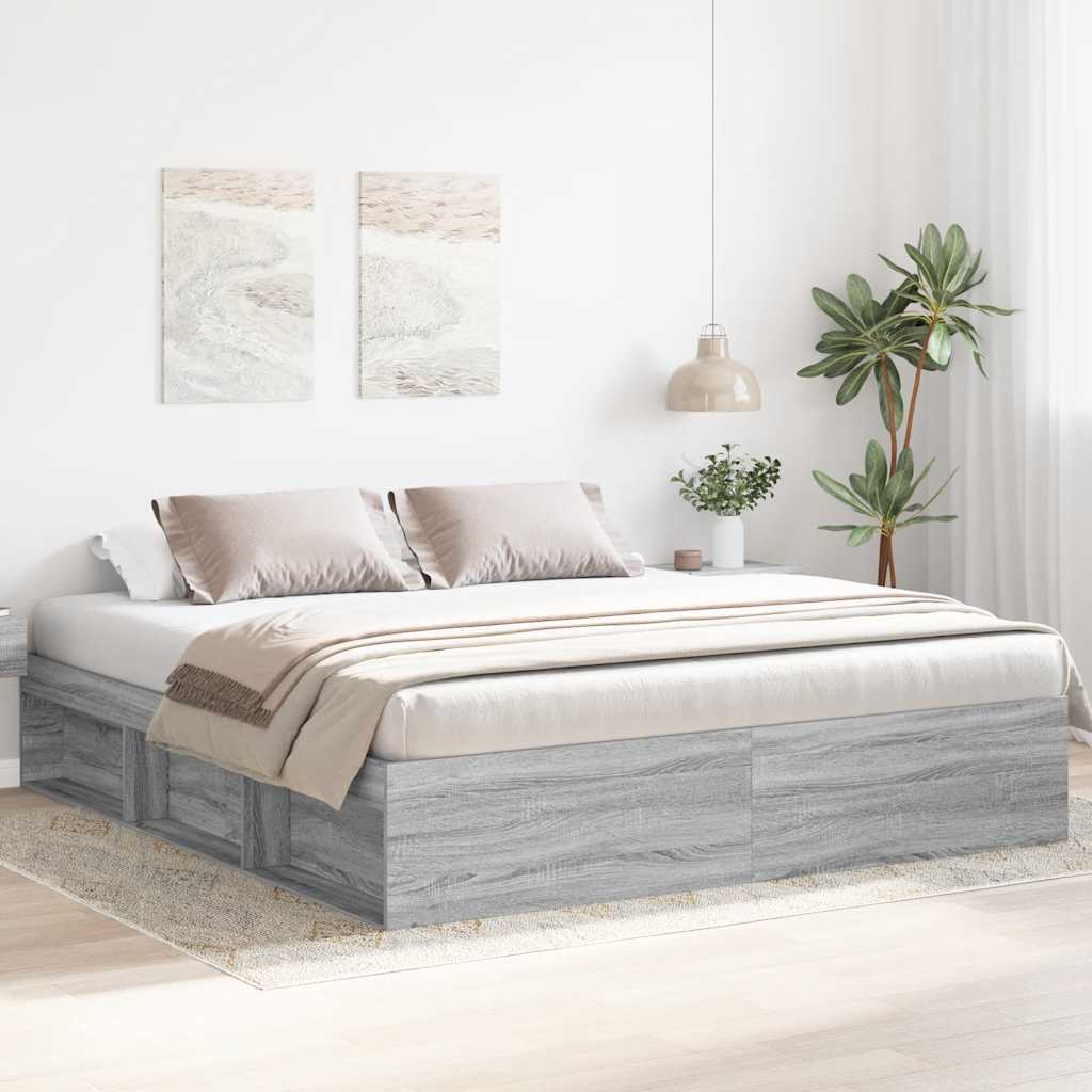 Bed Frame without Mattress Grey Sonoma 180x200 cm Super King Super King Size