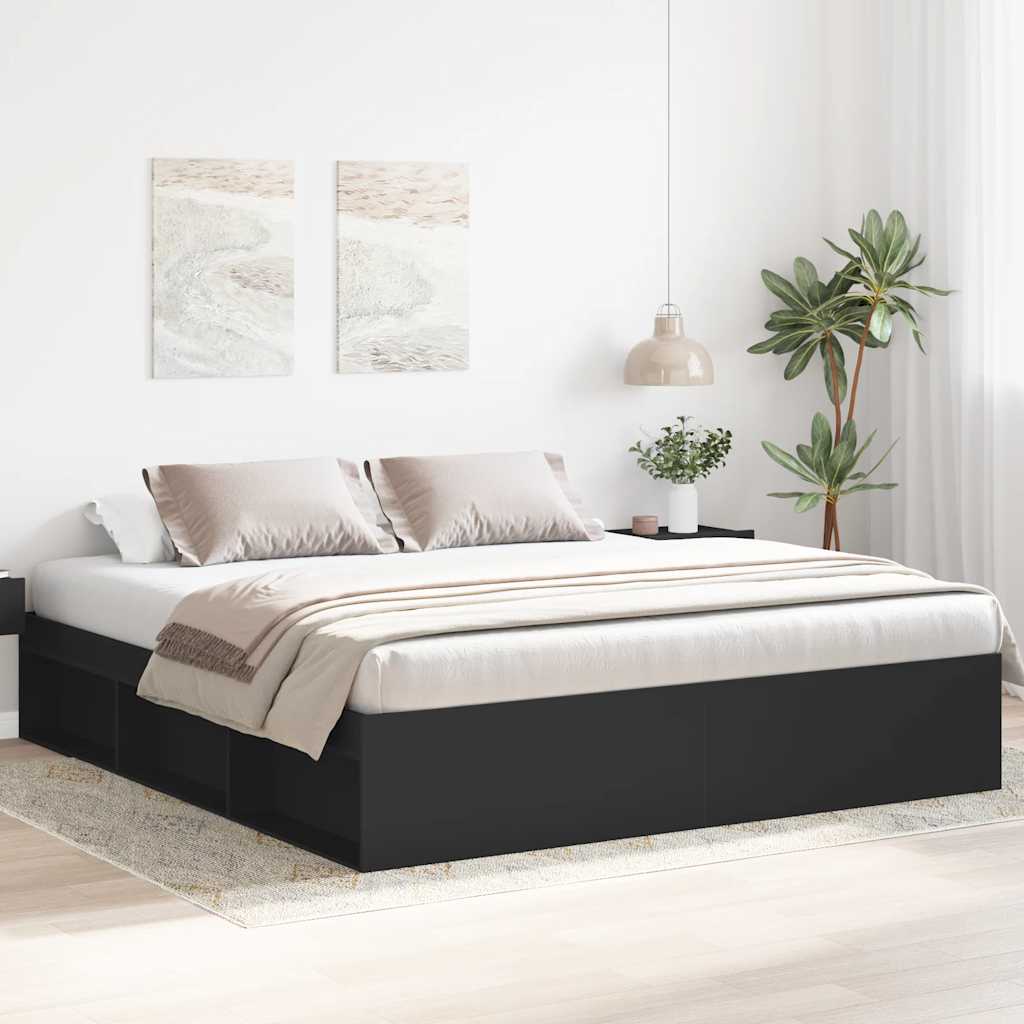 Bed Frame without Mattress Black 200x200 cm