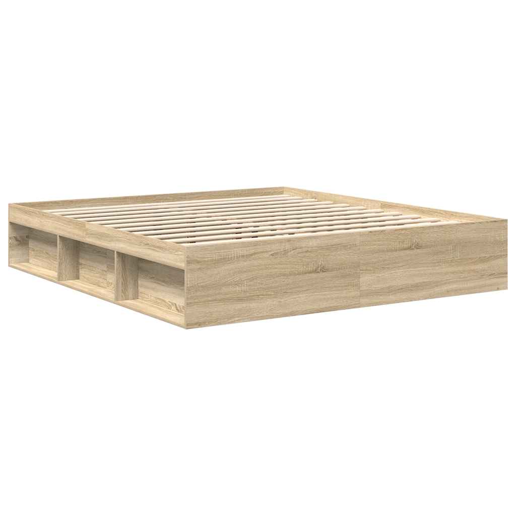 Bed Frame without Mattress Sonoma Oak 200x200 cm