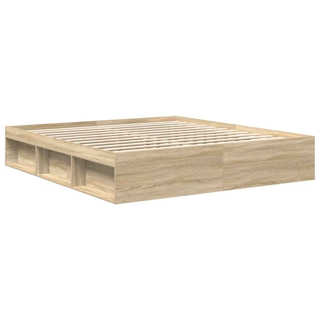 Bed Frame without Mattress Sonoma Oak 200x200 cm