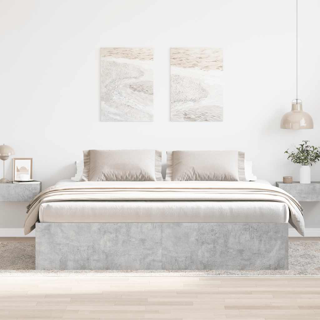 Bed Frame without Mattress Concrete Grey 200x200 cm