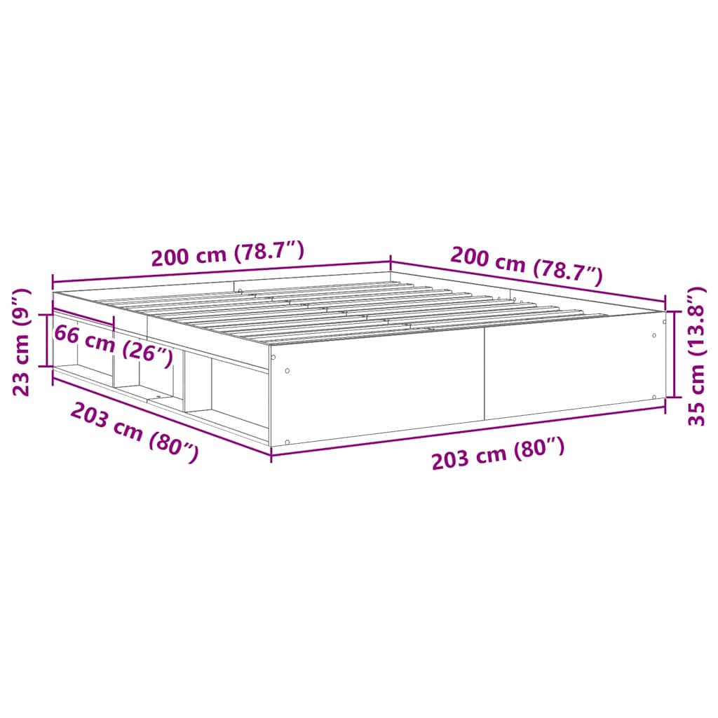 Bed Frame without Mattress Concrete Grey 200x200 cm