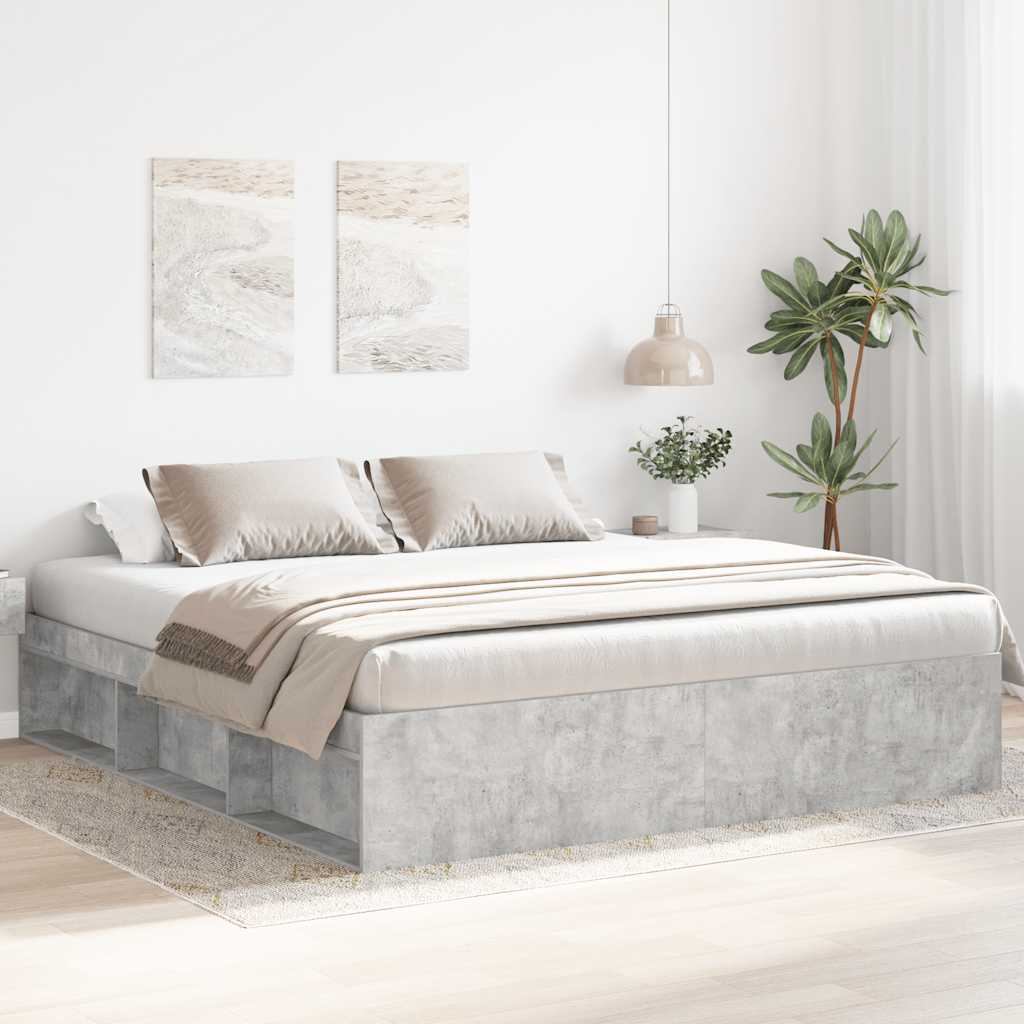 Bed Frame without Mattress Concrete Grey 200x200 cm