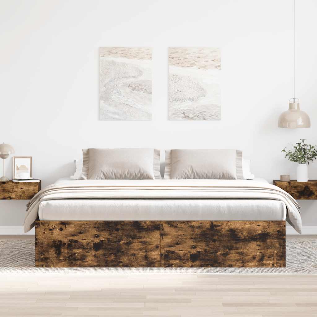 Bed Frame without Mattress Smoked Oak 200x200 cm